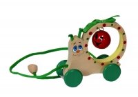 Развивающие игрушки - Деревянная игрушка каталка Улитка-бубенчик